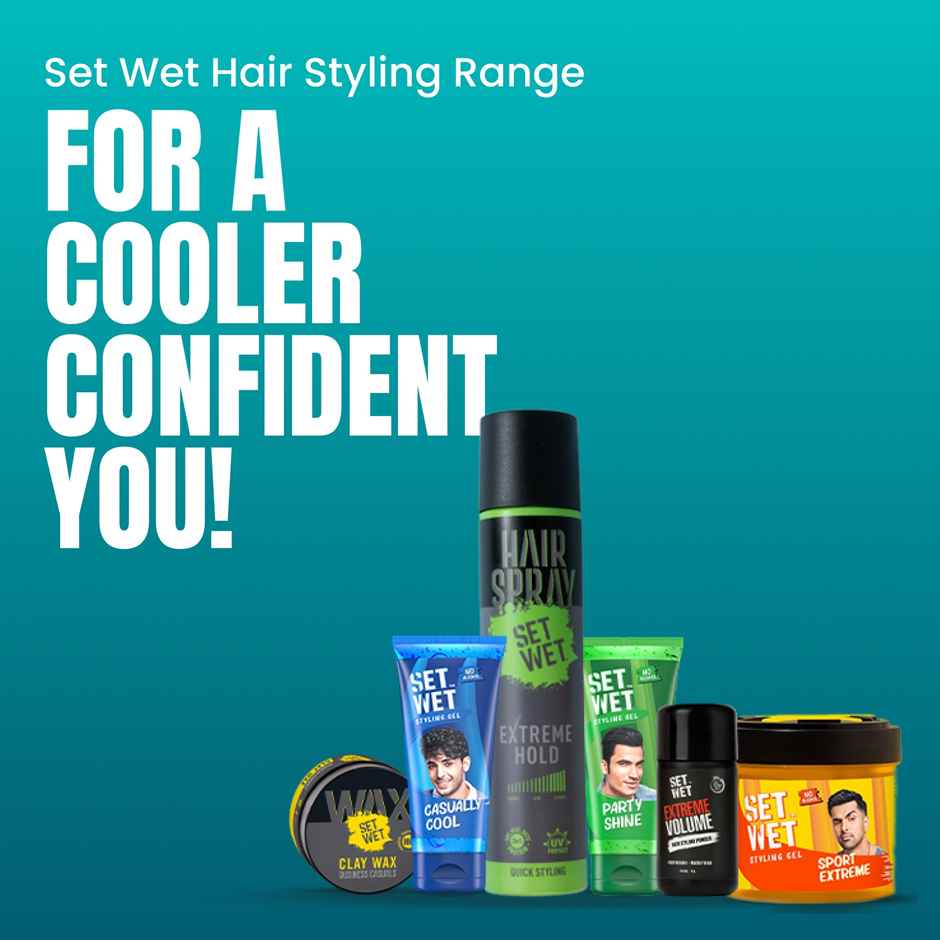 Set Wet Hair Spray For Men & Women | Extreme, Long-lasting Hold | UV Protect | With Soy, Rice & Oat Protein