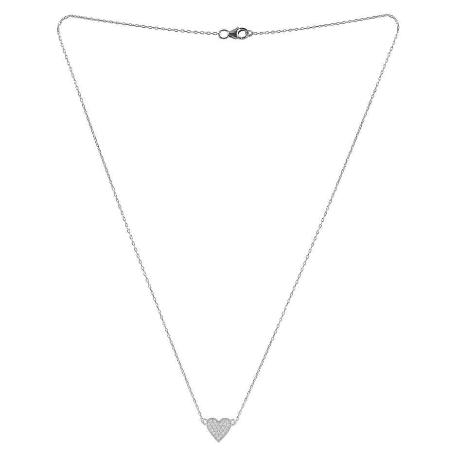 Voylla 925 Sterling Silver Cz Tiny Heart Pendant With Chain