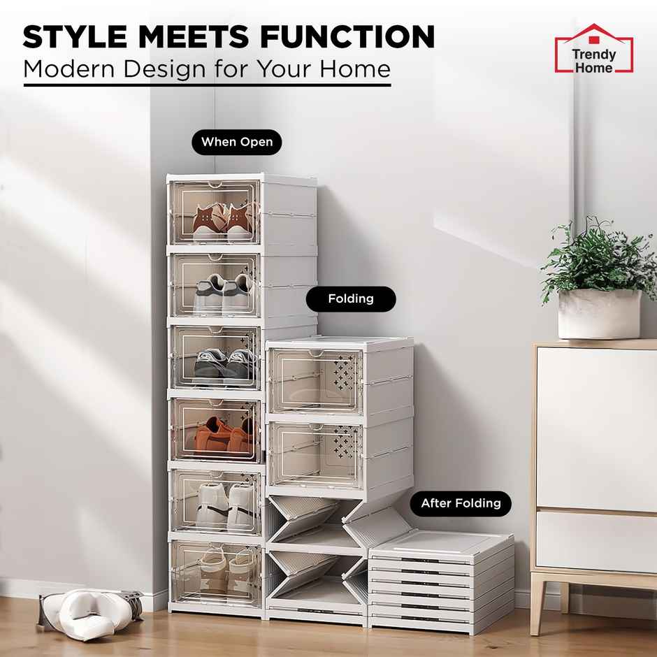 Senego Shoe Organiser | Shoe Rack | Sneaker Box | 3 Layer | Foldable - White
