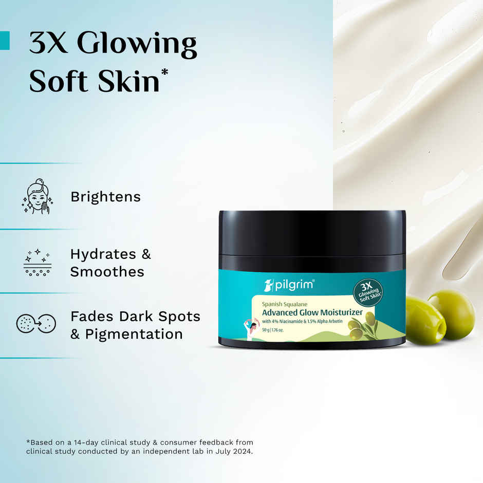 Pilgrim Squalane Glow Moisturizer with Niacinamide & Vitamin C for 3X Glowing Soft Skin