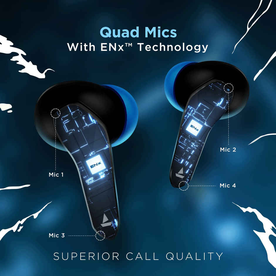 boAt Immortal 128 TWS Earbuds for Gaming w/ 40H Playtime, BEAST Mode & RGB LEDs (Black Sabre)