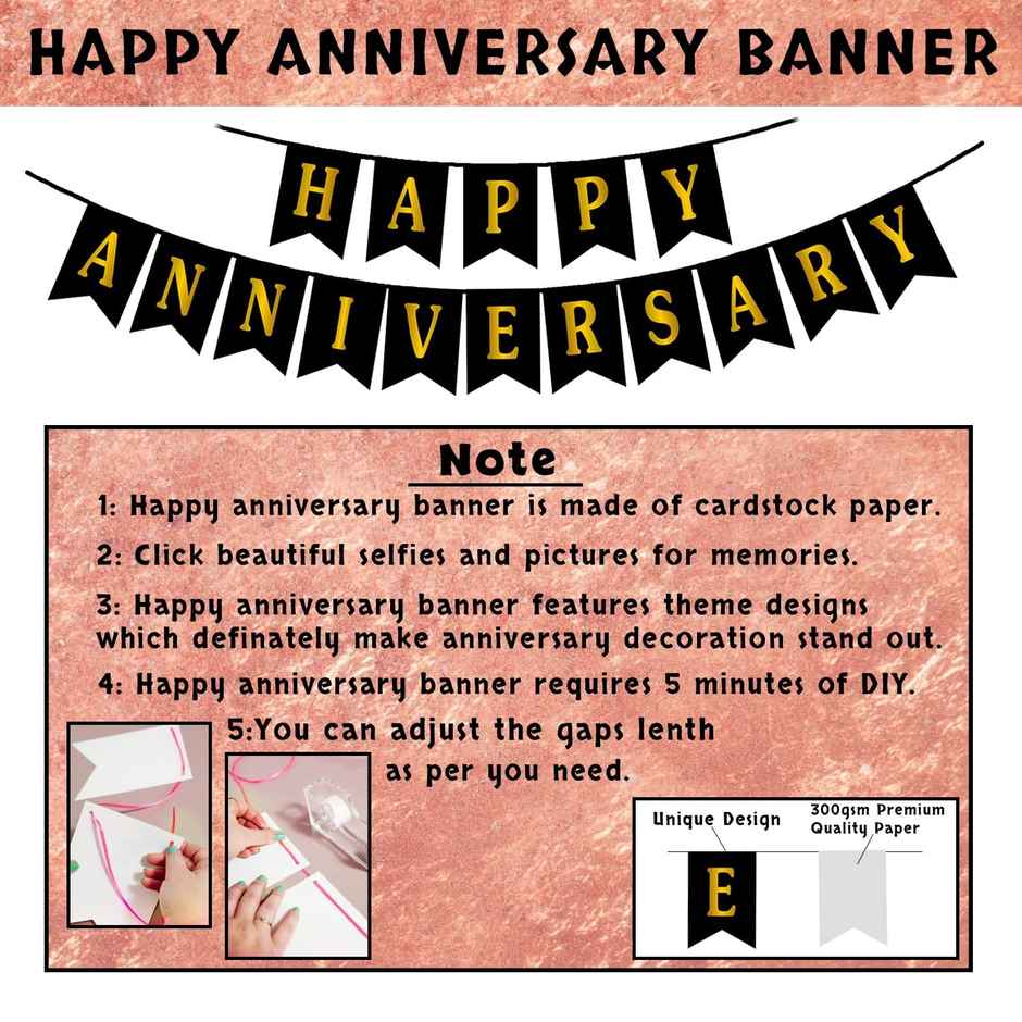 Happy Anniversary Rose Gold Combo Decoration Kit | Pack of 34 | Party Propz