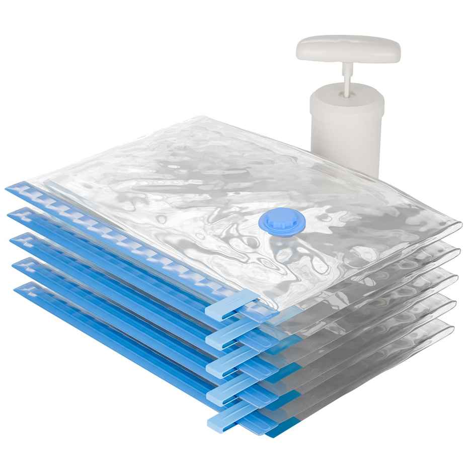 Lifelong Pack of 5 Vacuum Bags for Travel with Pump|Reusable|Space Saver Bags for Storage