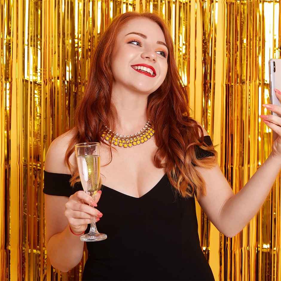 Party Propz Golden Foil Curtain | Pack of 2