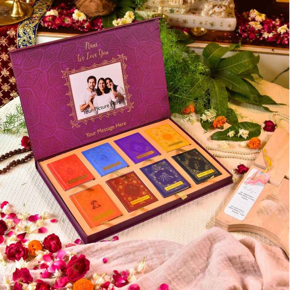Servdharm Asht Chalisa - Purple Color | Premium Chalisas | Gift Set For Indian Occasions|Set Of 8