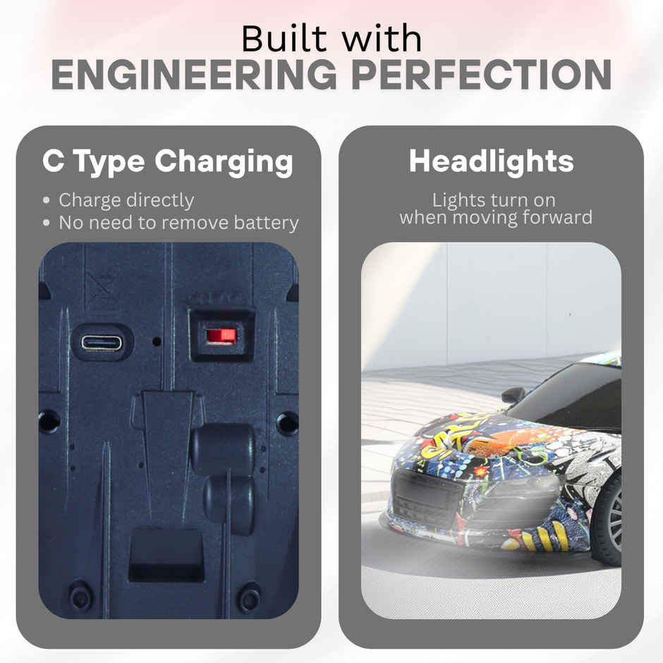 Race N Roll 1:24 Rechargeable Hi Speed Mini Remote Control Car - Aud Grafitti