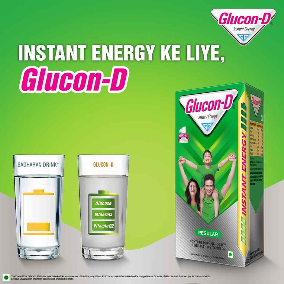 Glucon-D Regular Glucose Powder | Tangy Orange Free Refill | For Tasty Glucose Drink