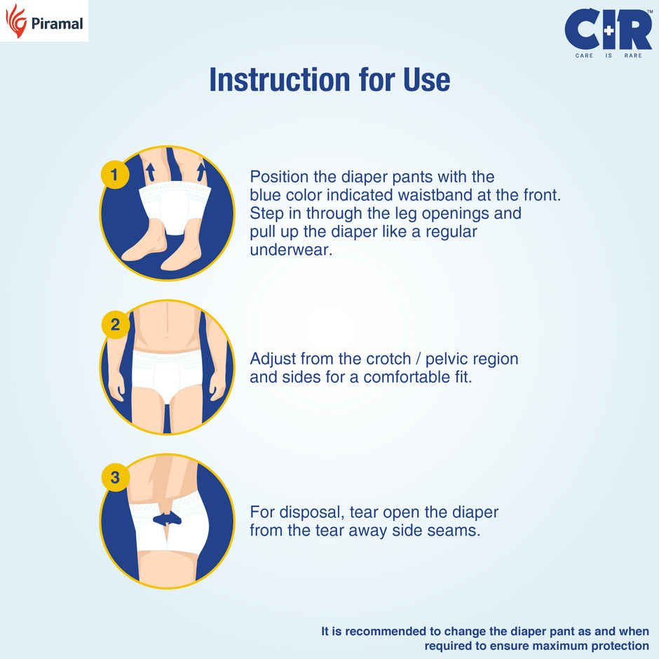 CIR Classic Adult Diaper Pants Style 8 Hr Absorption Protection Odour Control Cotton Soft Feel