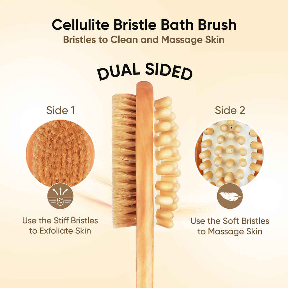 Vega Soft Bristle Bath Brush With Ergonomic Handle | Wood | Wooden
