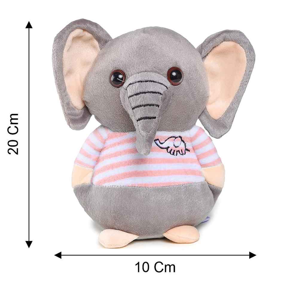 Webby Soft Animal Plush Elephant Toy | 20cm | Grey - Pink