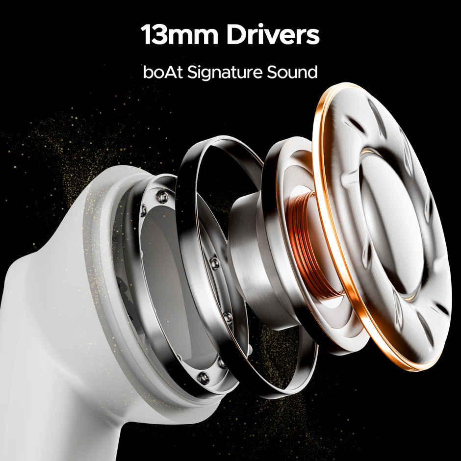 boAt Airdopes 200 Plus Tws Earbuds W/ 100h Playback, Quad Mics Enx Technology Ivory White)