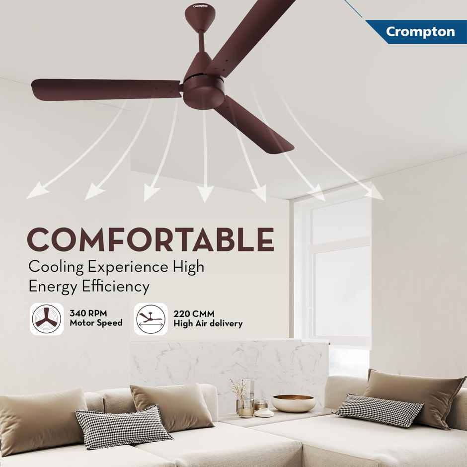 Crompton Energion Hyperjet BLDC Ceiling Fan, 28Watt, 1200mm/48 Inches, Dual Control Fan - Remote & Regulator Control, Anti-Rust - Brown