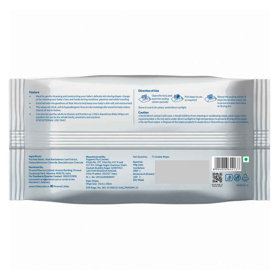 Little's 99.9% Pure Water AquaSense Baby Wipes