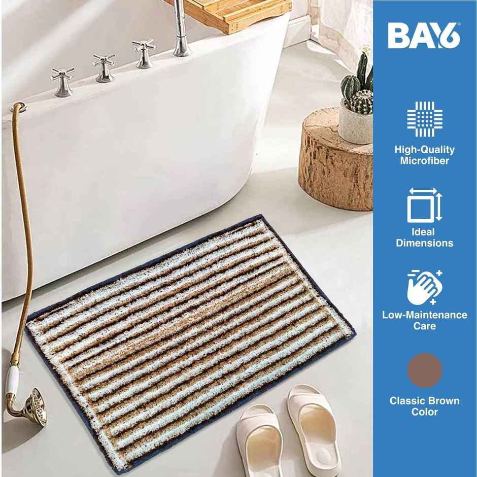 BAY6 Sona Microfiber Anti- Skid Doormat Set | 35 x 55 cm - Brown