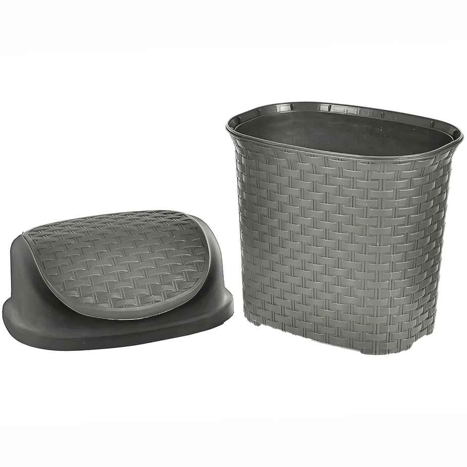 Kuber Industries Plastic Dustbin with Swing Lid | 7 L | Pack of 2 (Grey)