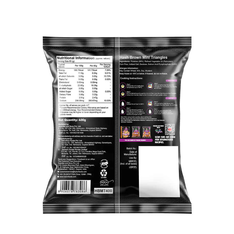 HyFun Hash Brown Mini Triangles, Breakfast Potato Snack | Frozen
