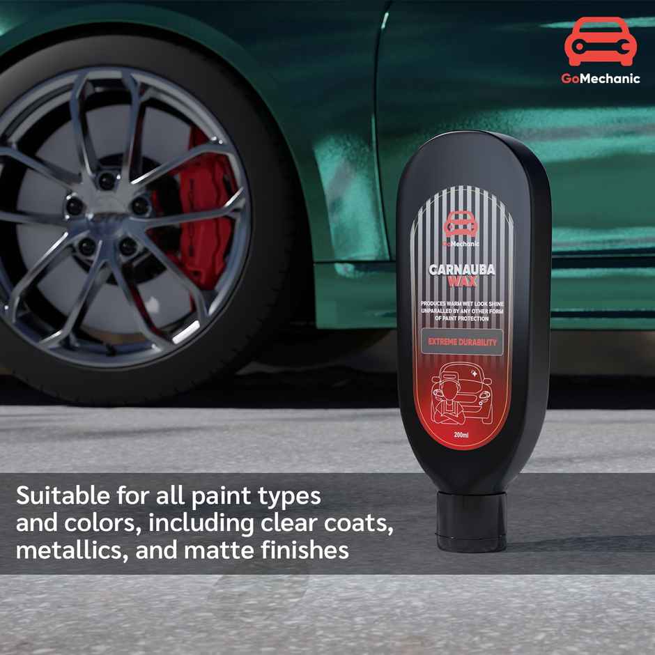 GoMechanic Car Wax Polish Cream | 200 ml Car Wax That Provides Deep Wet Shine Car Wax Polish