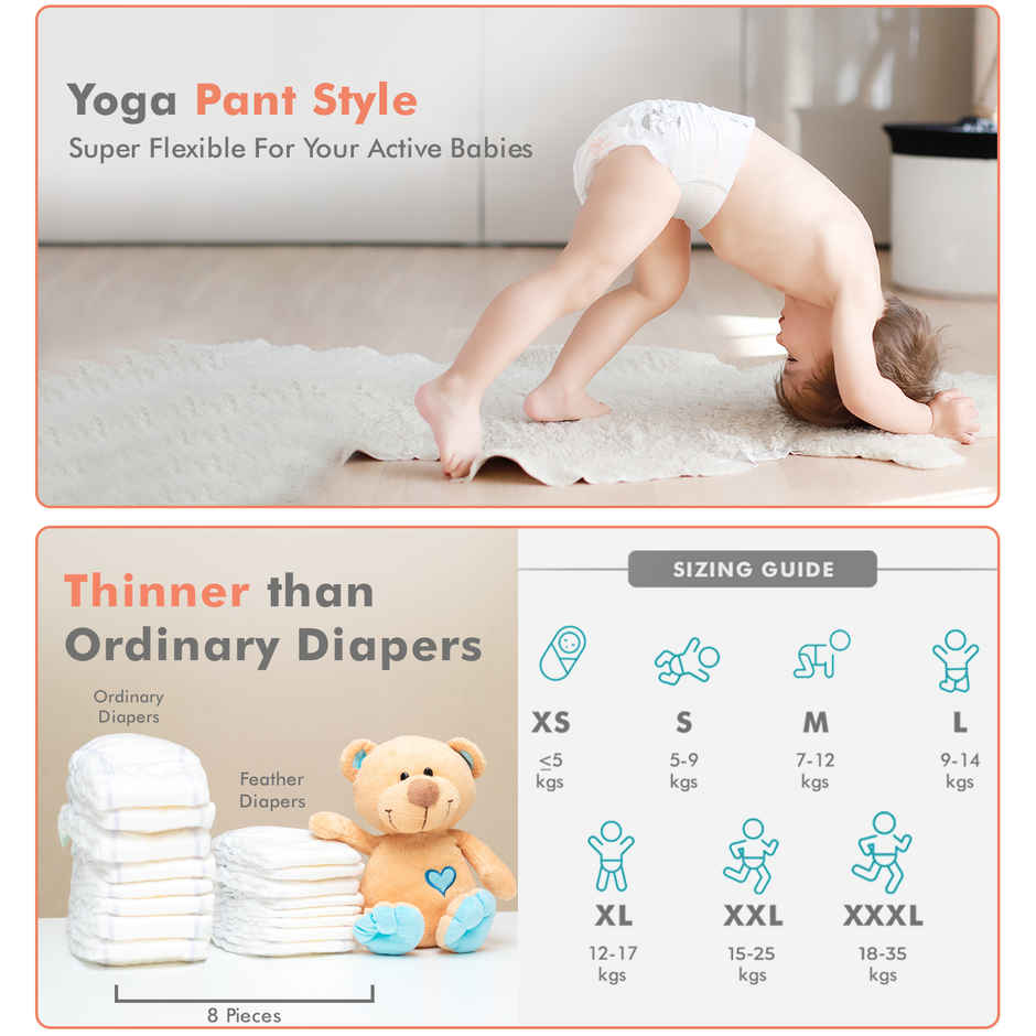 R For Rabbit Feather Diaper Pants Size Xl|Extra Large For Baby Of 12-17 Kgs (Pack Of 46)