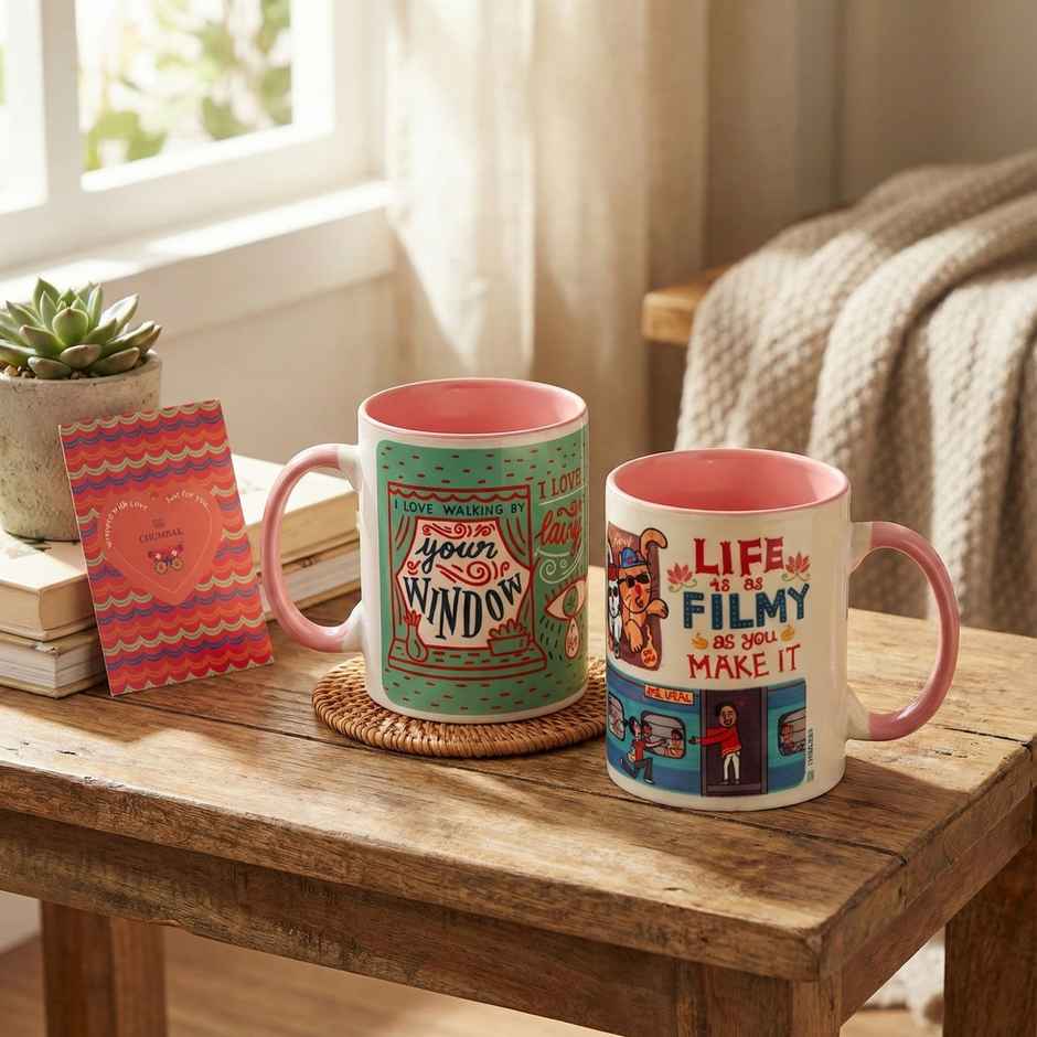 Chumbak Brew Joy Mugs Set of 2 - Perfect Mother's Day Gift with Gift Box