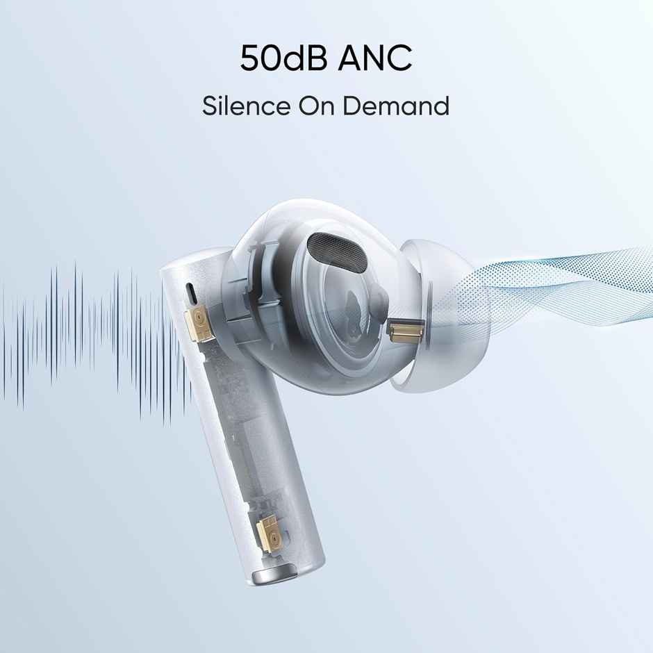 realme in Ear Buds Air 6 Pro with Dual Drivers(11Mm+6Mmtweeter),40 Hours Play Time,Fast Charge,50 Db ANC,Lhdc 5.0,55Ms Low Latency, Spatial Audio,Ip55 Dust&Water Resistant,Bt V5.3(Silver Blue)