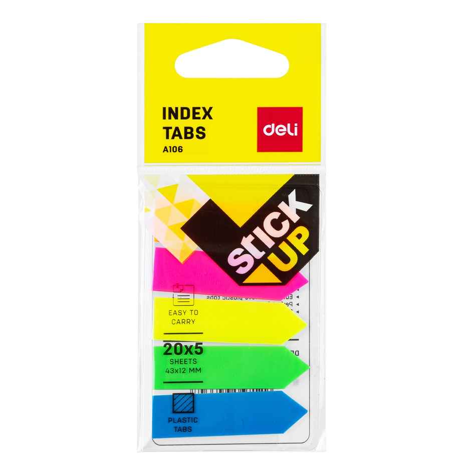 Deli EA10602 Film Index Tabs, 20 Sheets X 5 Colours