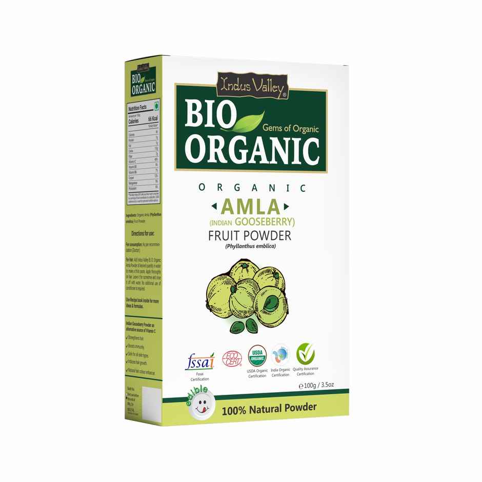 Bio Organic Pure Natural Edible Amla Powder by Indus Valley for DIY Skin Care & DIY Hair Mask