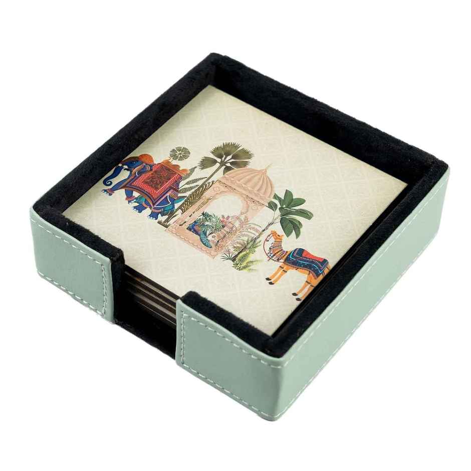 Birch & Co. Coaster | Royal Gaja Coaster Set of 6 with Holder