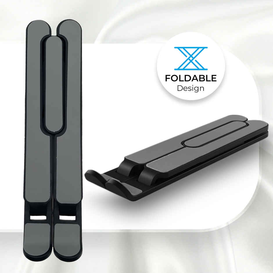Zebronics -NS1000 Laptop Stand Featuring Foldable Design, Anti-Slip Silicone Rubber Pads, Supports Maximum of 5kgs Weight, 6 Adjustable Levels - Black