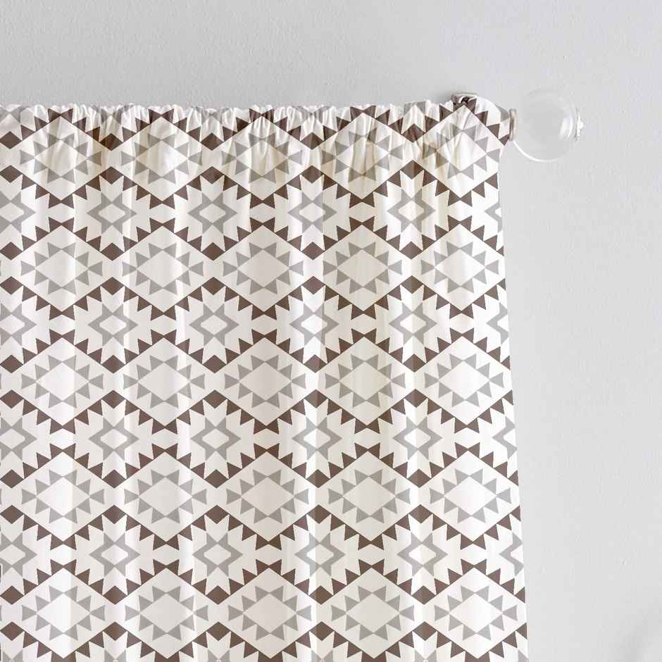 Lushomes Semi-Sheer Window Curtain - Black Grey Geometric | 6 ft | 57 x 72 inch