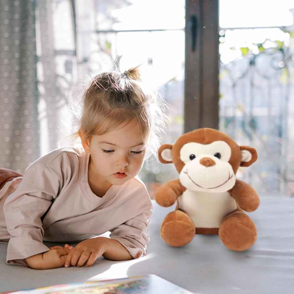 Webby Plush Cute Sitting Monkey Stuffed Toys Home Office And Car Decor Toys For Kids And Adults
