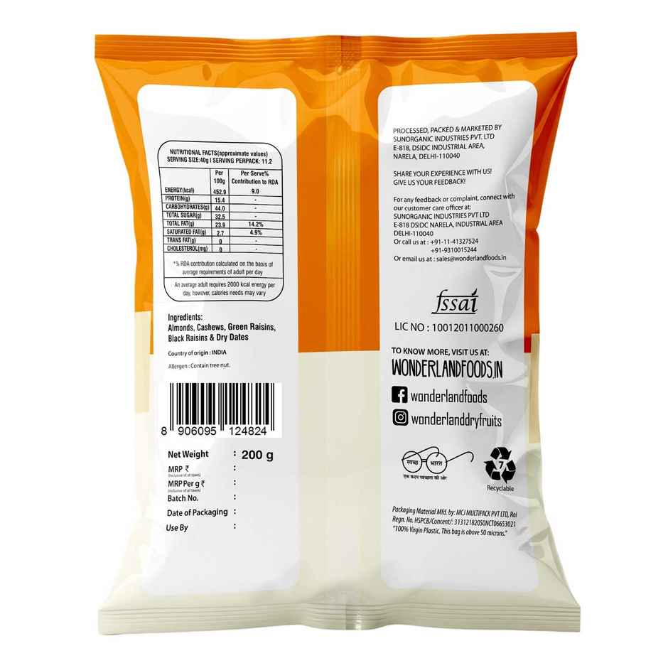 Wonderland Foods Vrat Punchmeva Dry Fruit Mix