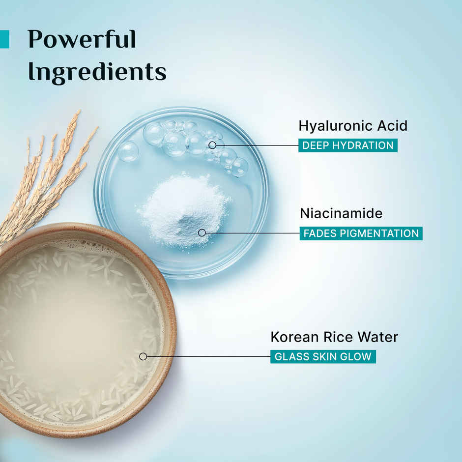 Pilgrim Korean Rice Water Hydra Glow Gel Face Wash with Niacinamide & Hyaluronic Acid for Glowing Skin