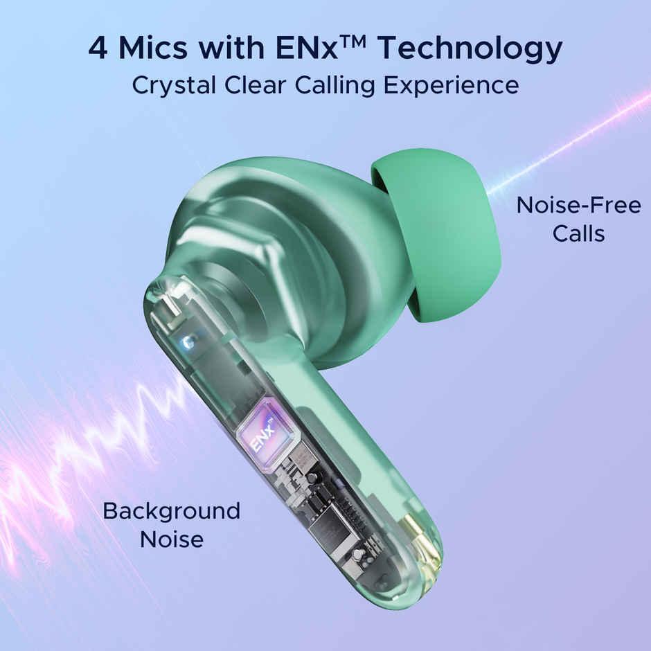 boAt Airdopes 191 ANC, 32dB ANC, Ambient Mode, 60HRS Battery, 4Mics ENx, in-Ear Detection, IWP Tech, Fast Charge, v5.3 Bluetooth Earbuds, TWS Ear Buds Wireless Earphones with mic (Pellucid Green)