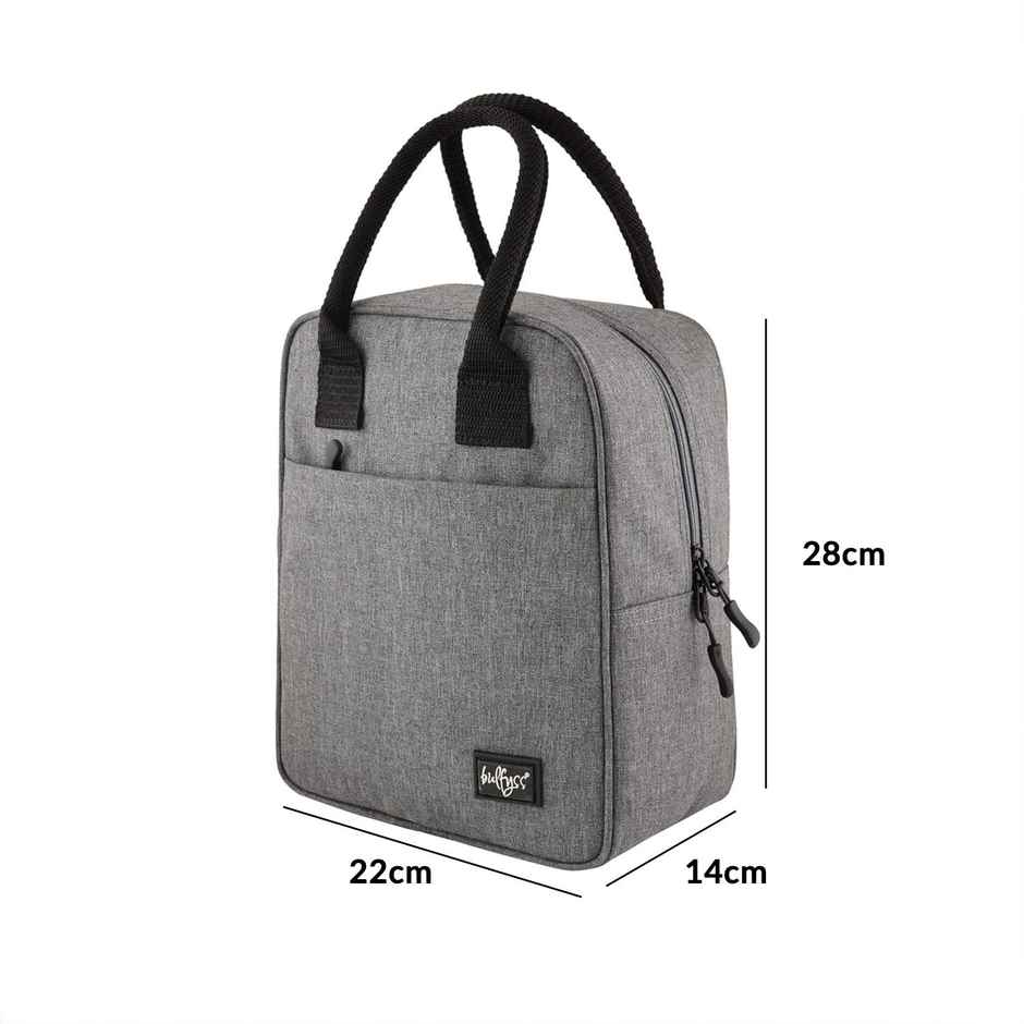 Urbanfix Bulfyss 7 L Insulated Nylon Lunch Bag | Office & Travel Tiffin Bag for Men & Women - Grey