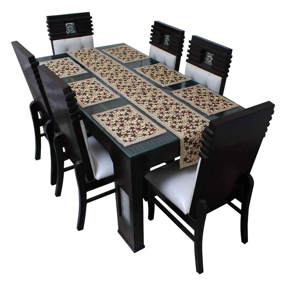 Dream Care PVC Printed Table Mat with Table Runner for Dining Table 6 Seater
