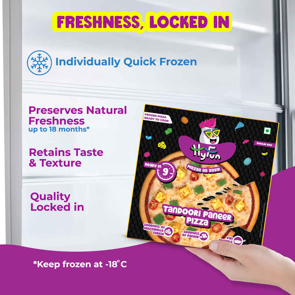 HyFun Tandoori Paneer Pizza, Cheesy Snack | Frozen