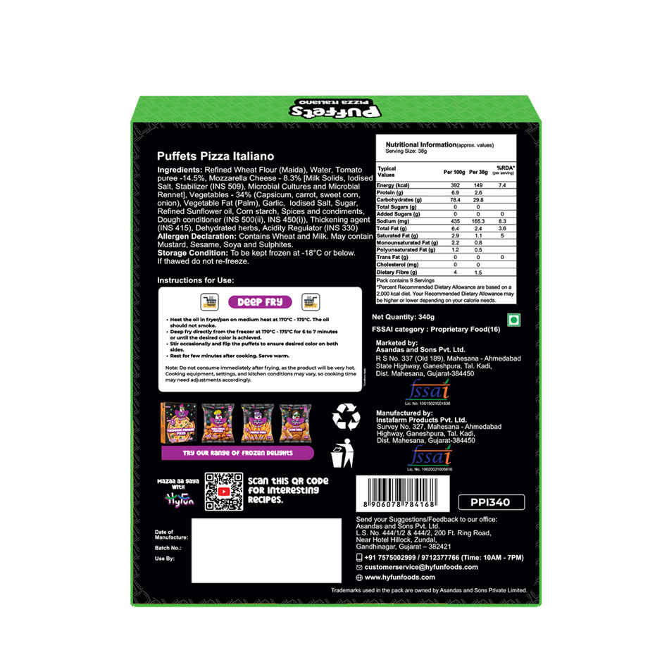 HyFun Puffets Pizza Italiano, Pizza Puff | Frozen