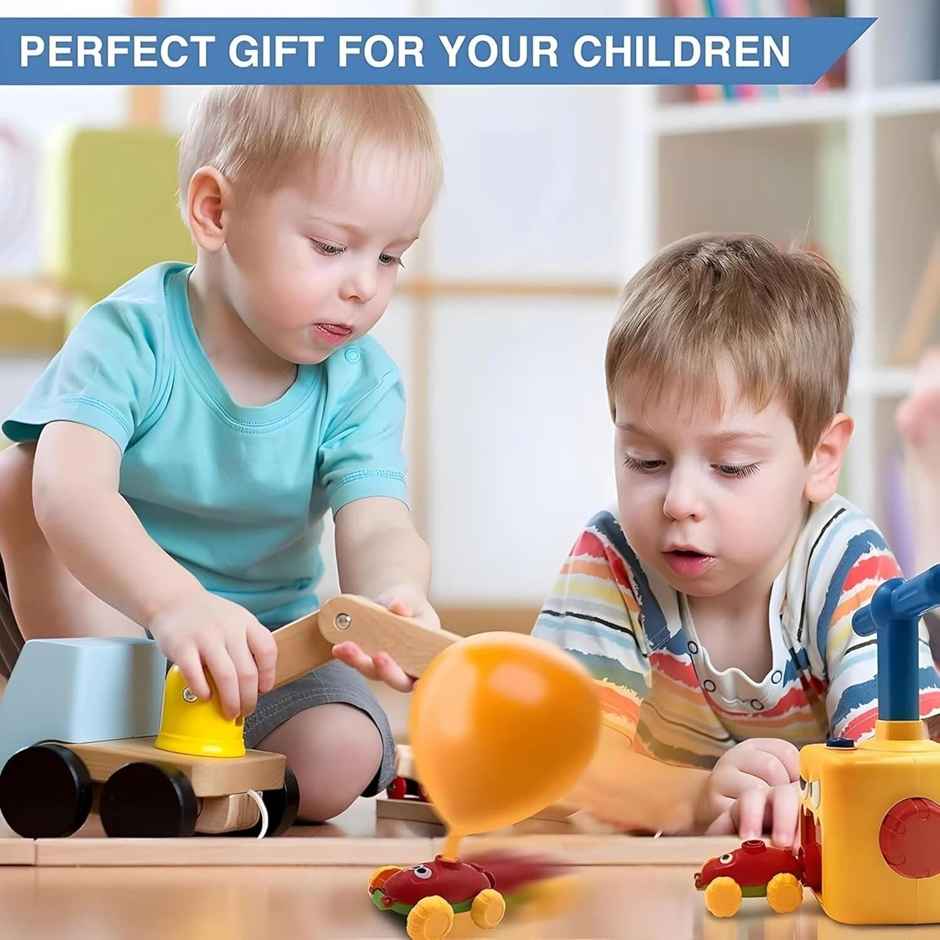 Fablue Balloon Launcher for Kids - Balloon Powered Car Toy for Kids with Launch Tower and Pump