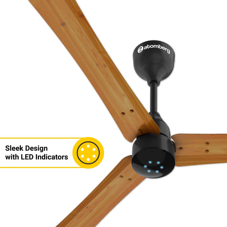 Atomberg Renesa+ BLDC Ceiling Fan,1200mm, Remote Control,BEE 5 Star,LED Indicators,Golden Oakwood