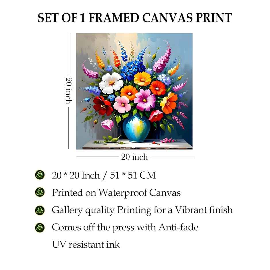 Indianara Floral Canvas Painting for wall decoration | 20 x 20 inch - 10429MCAN