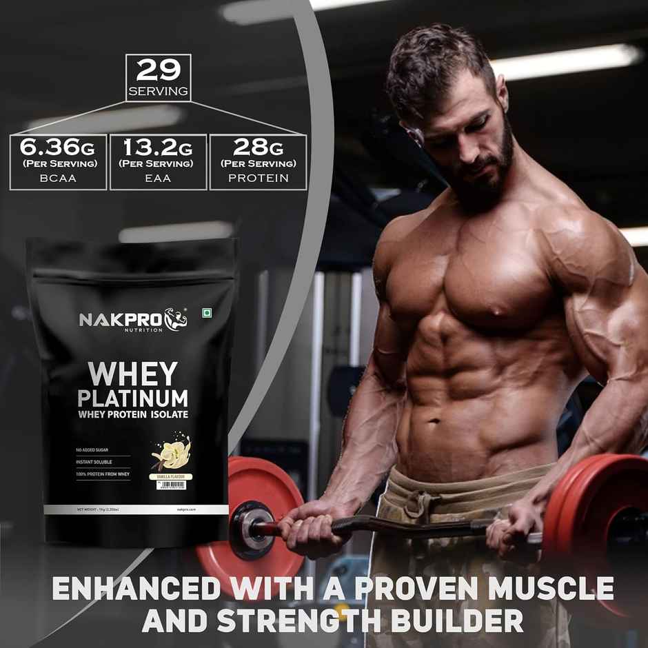 Nakpro Platinum Whey Protein Isolate Vanilla 28G Protein 6.4G Bcaa