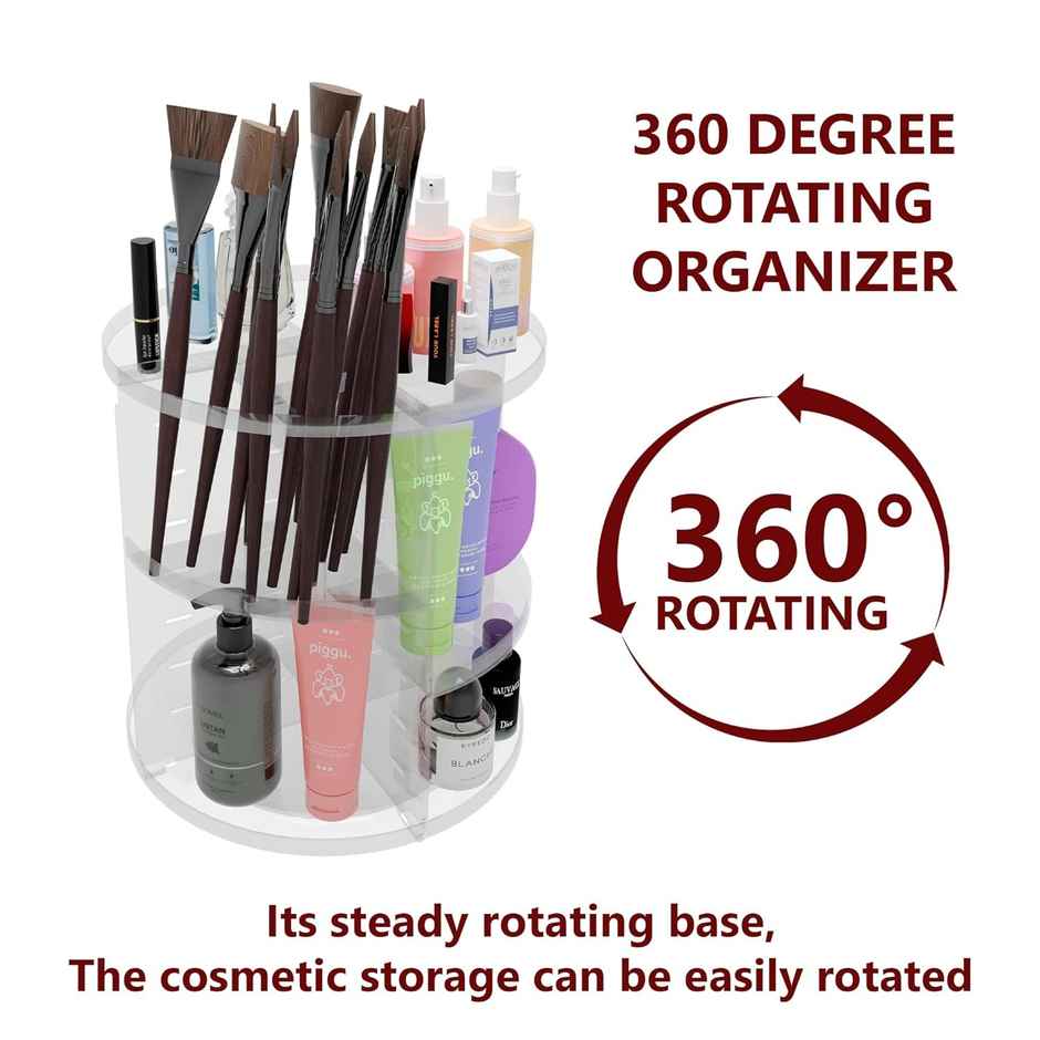 Kuber Industries Rotating Makeup Storage Organizer | 360 Tray | Transparent
