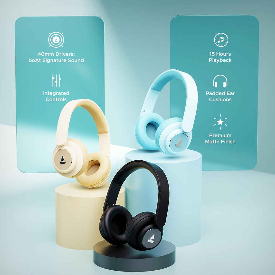 boAt Rockerz 450 On Ear BT Headphones w/ 15H Playtime, 40mm Drivers & Integrated Controls (Hazel Beige)