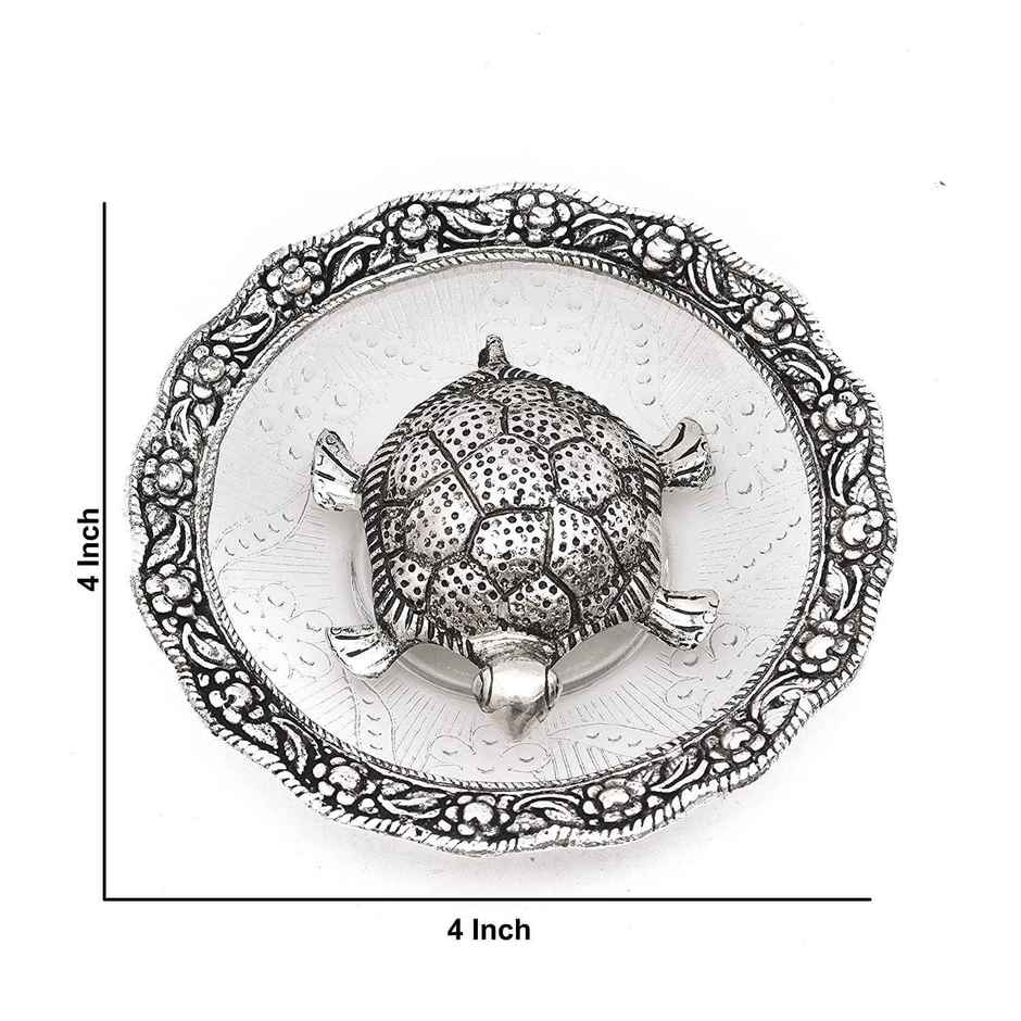 Perpetual Feng Shui Tortoise Showpiece | Silver Coated | Turtle Vastu Gift | Home Decoration