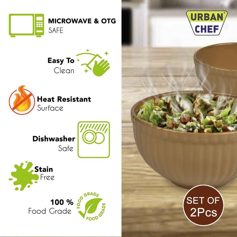 Urban Chef Listra Ceramic Bowl - Mustard 2 Pcs | Set of 2 - 550 Each