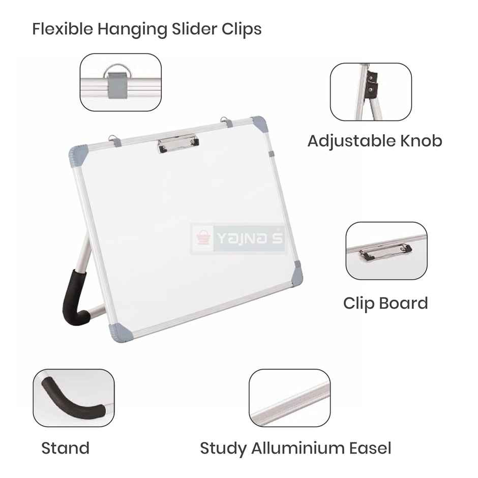Yajnas Non-Magnetic Dry Erase White Board | 15 x 23 Inches | With Stand