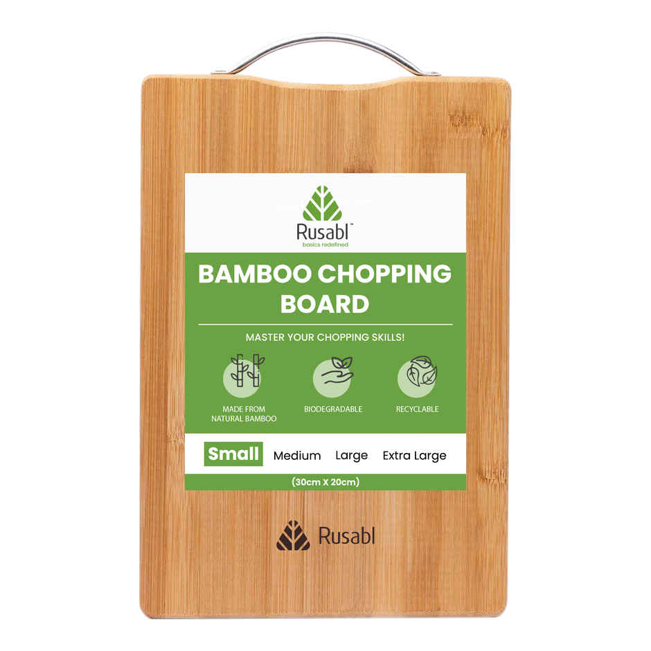 Rusabl Bamboo Chopping Board - BPA Free, Eco-Friendly, Anti-Microbial | Small - 30 x 20 cm
