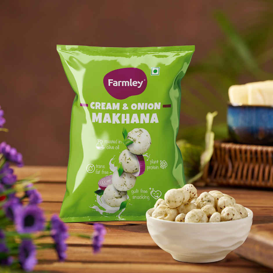Farmley Cream & Onion Makhana Roasted In Olive Oil Healthy Snacks Combo
