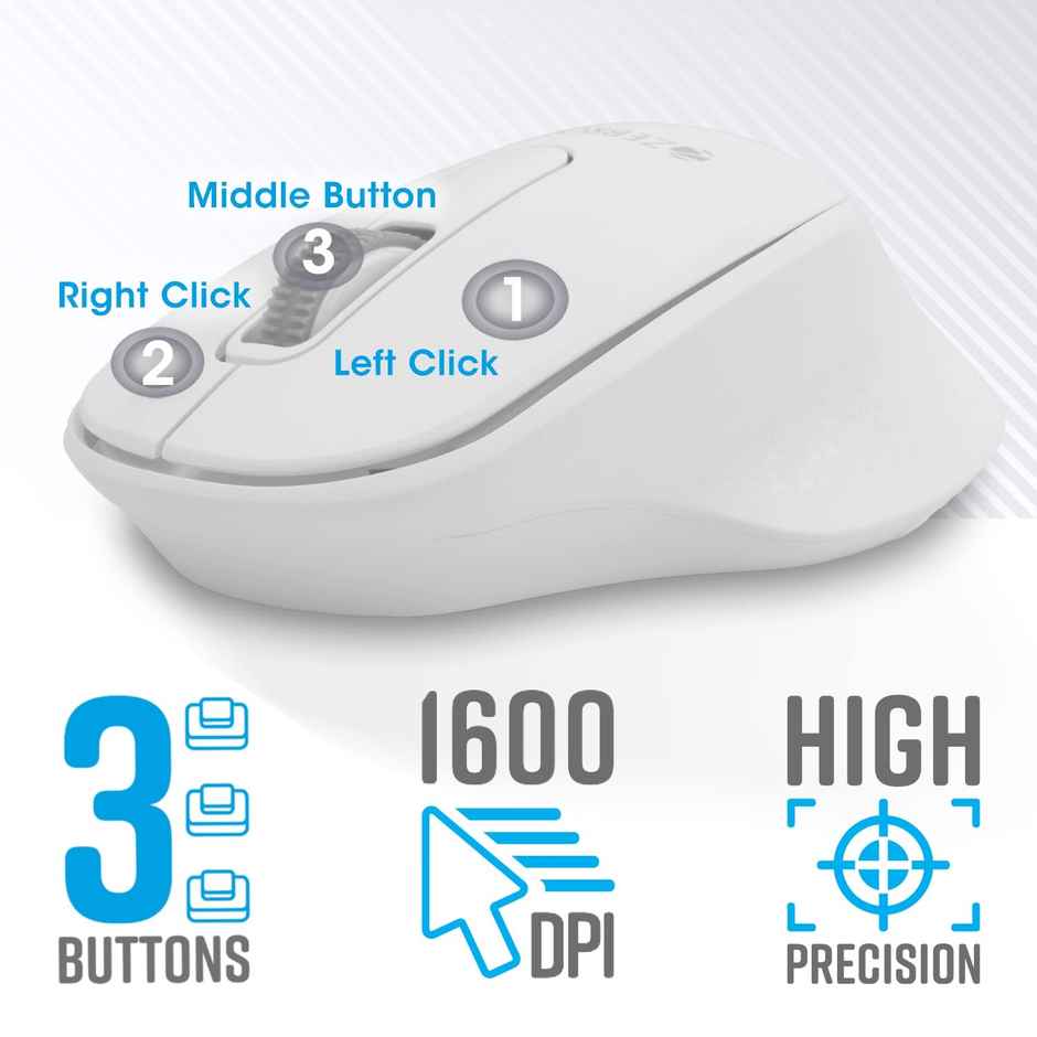 Zebronics Companion 200 Wireless Combo With Silent Operation Mouse, Full Size Keyboard (White)