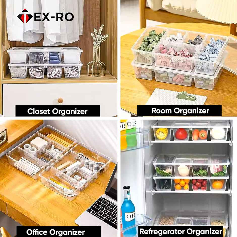 Tex-Ro 5 Compartment Plastic Leakproof Fridge Organizer & Freezer Storage | 2500 ml
